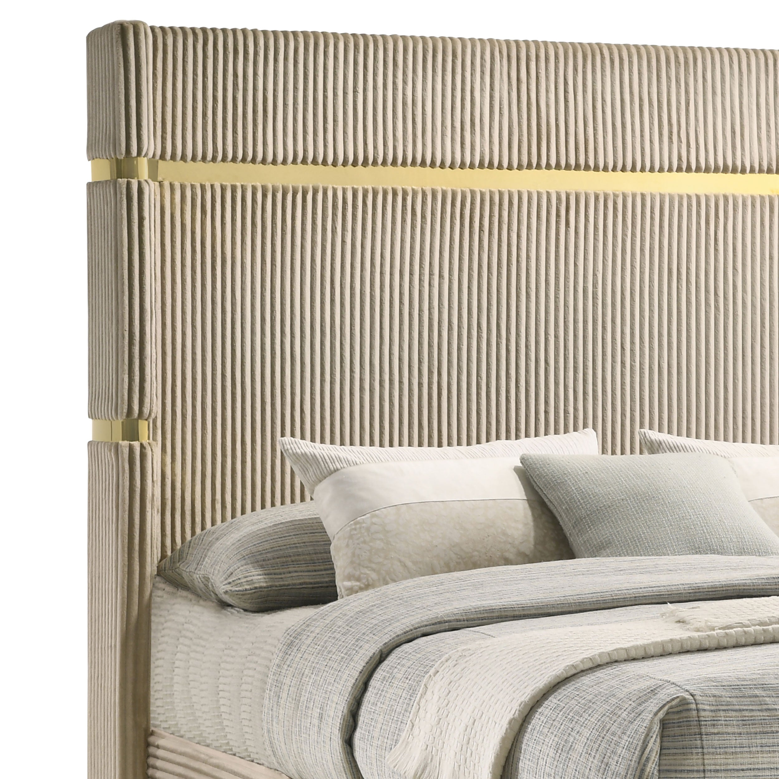 Lucia 61-inch Upholstered Wingback Bed Beige