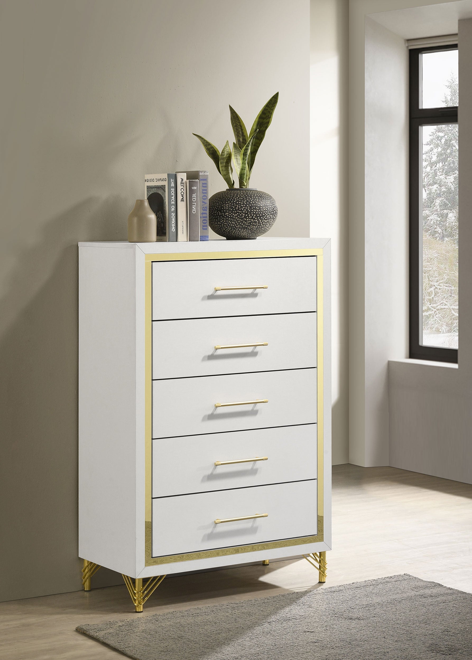 Lucia 5-drawer Bedroom Chest of Drawers Black