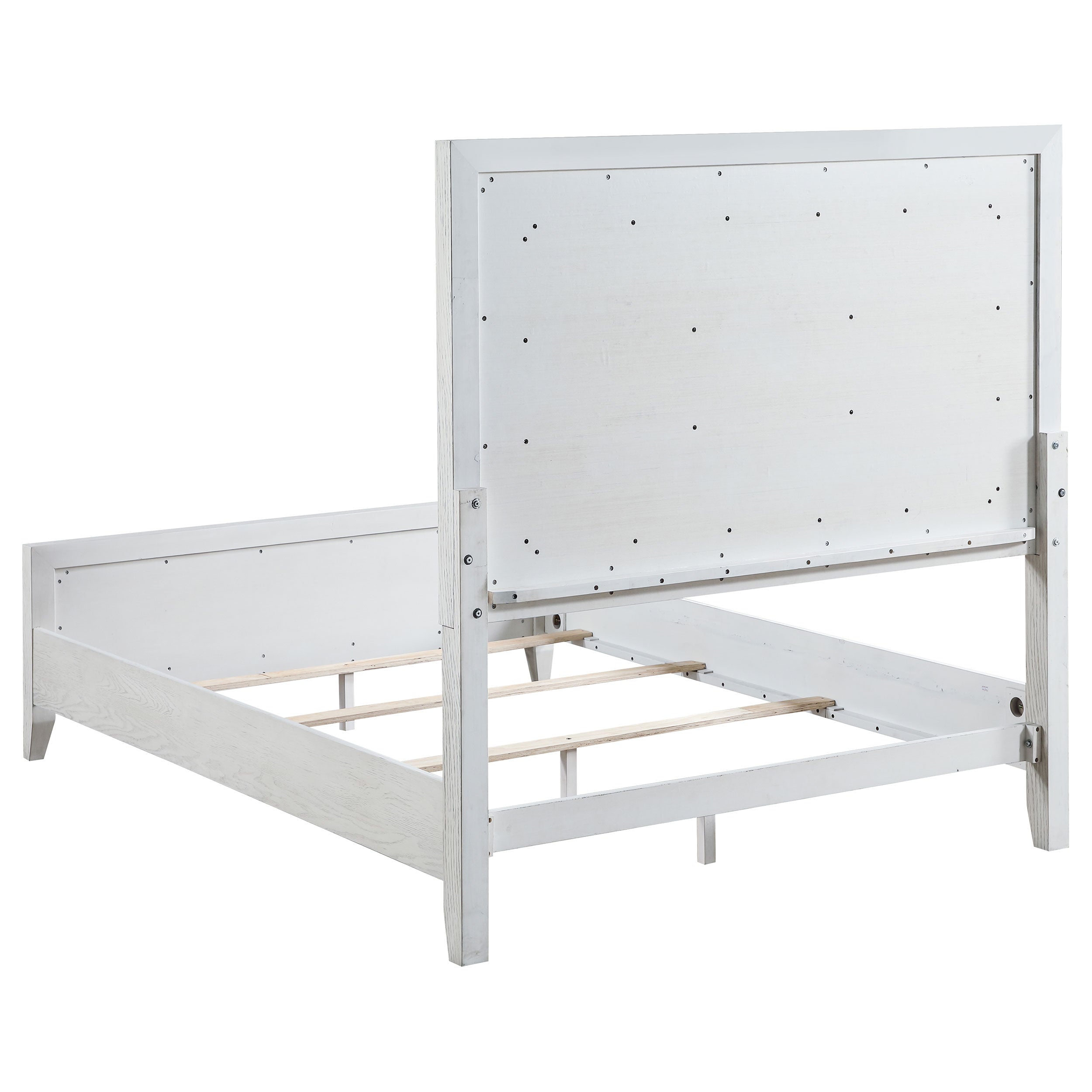 Marielle California King Panel Upholstered Bed Distressed White