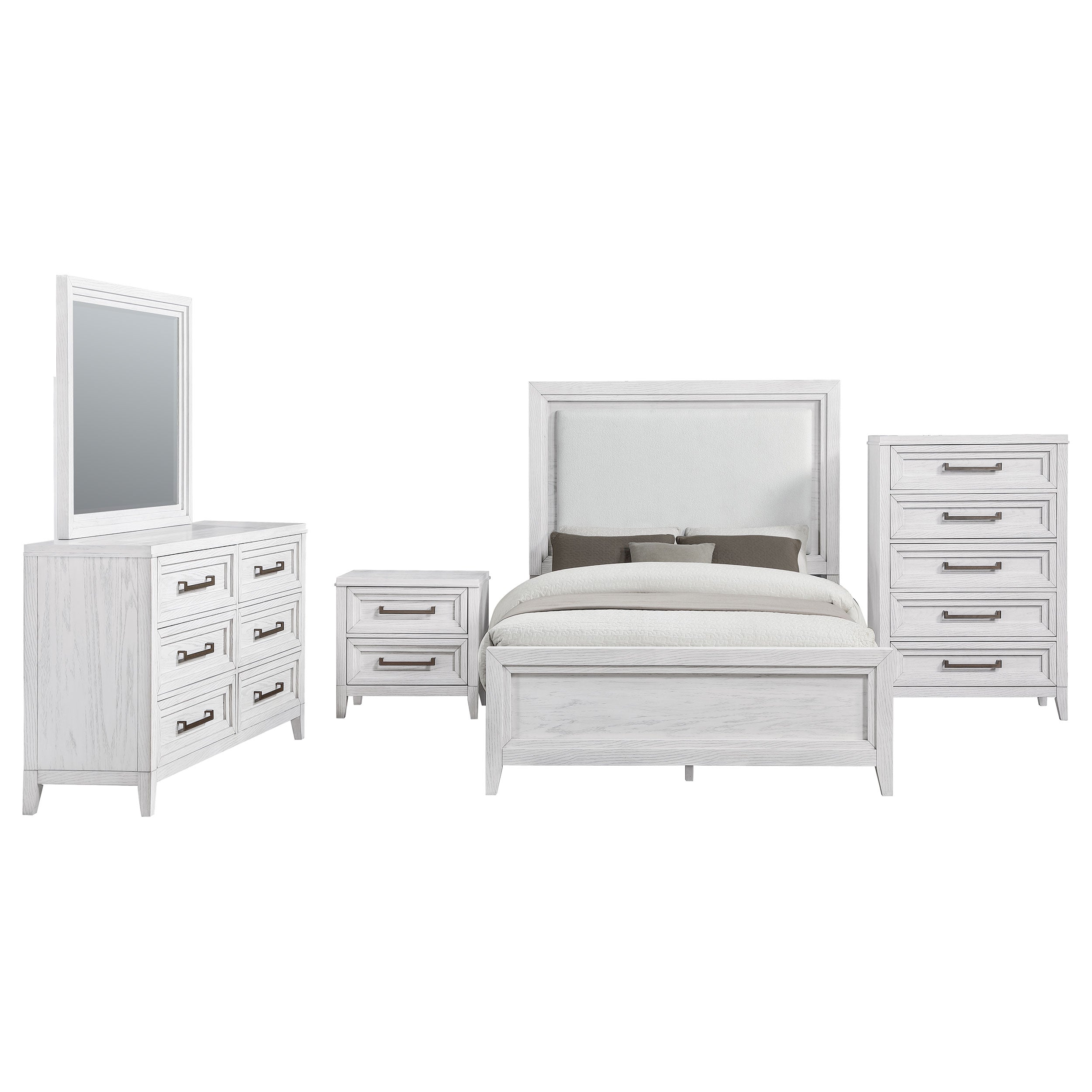 Marielle Cal King Bedroom Set Distressed White