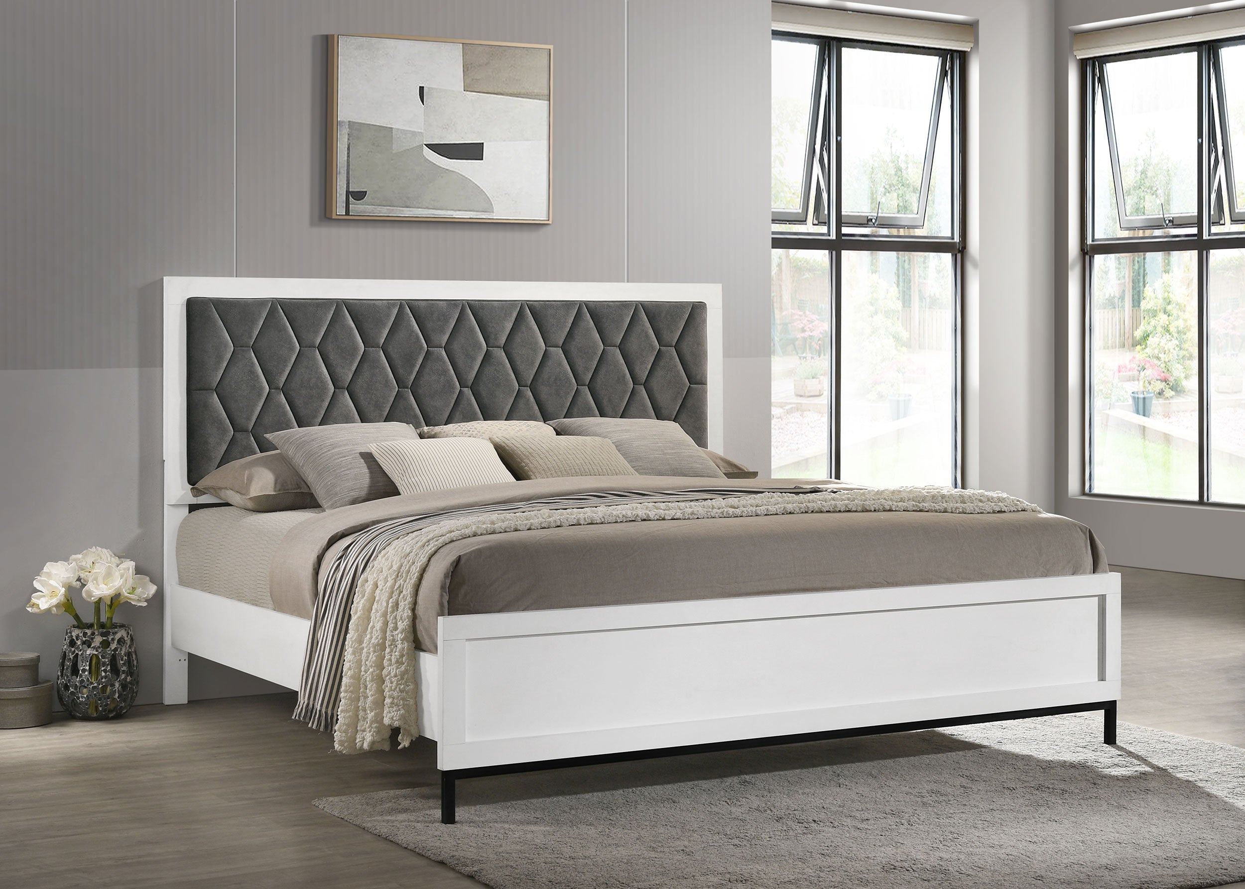 Sonoma Upholstered Wingback Bed Beige