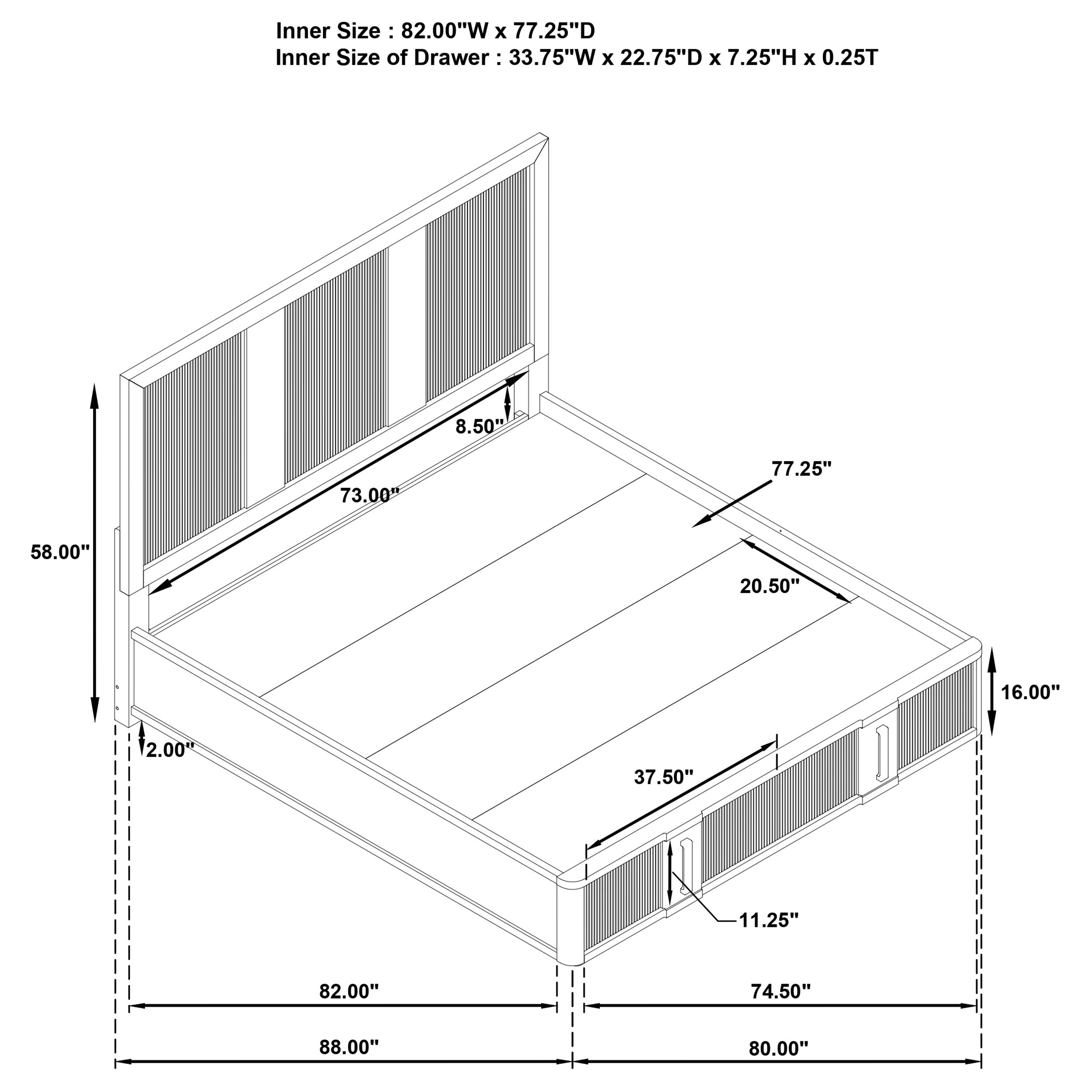 Terrace 2-drawer California King Storage Bed Ash Brown
