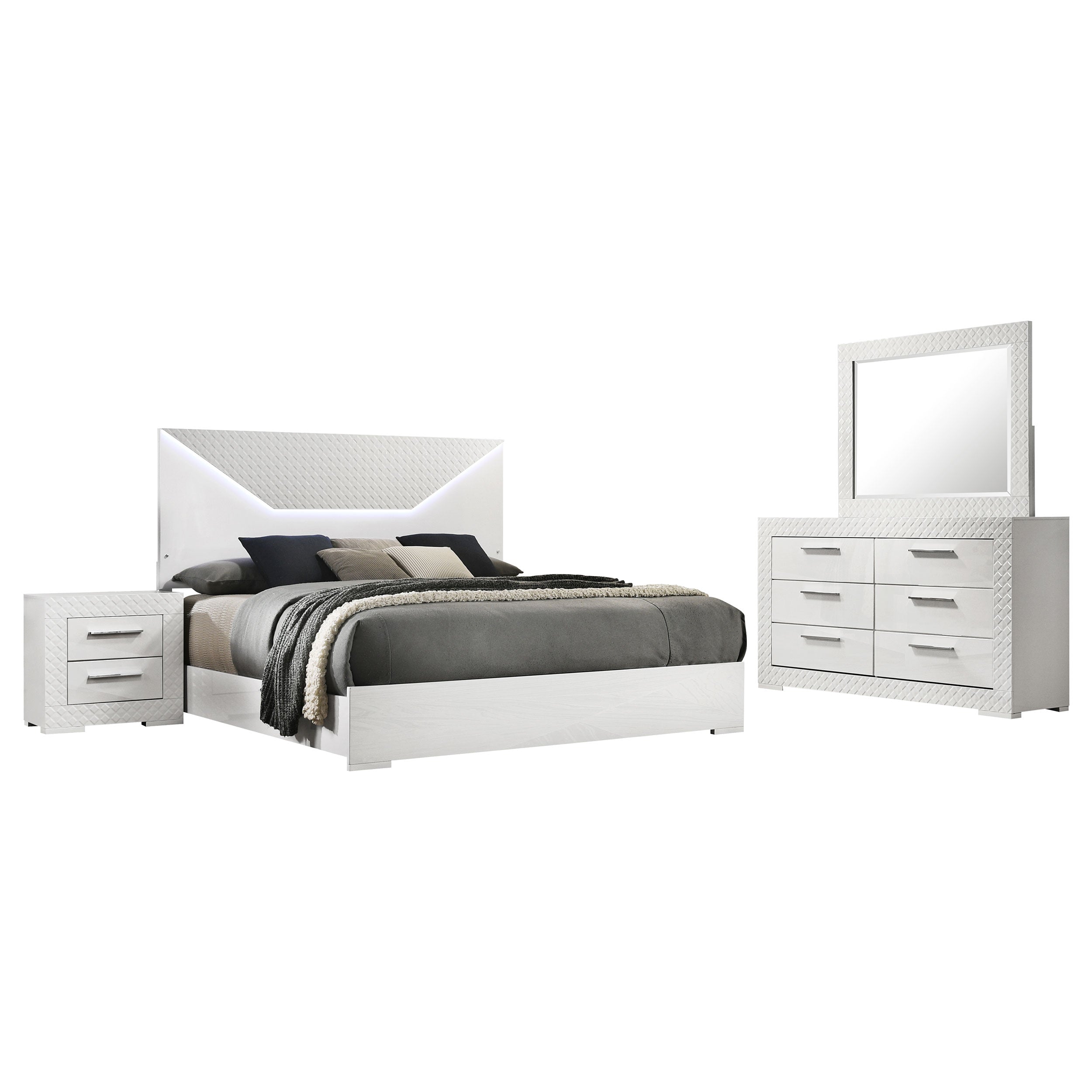 Ives Bedroom Set Grey High Gloss