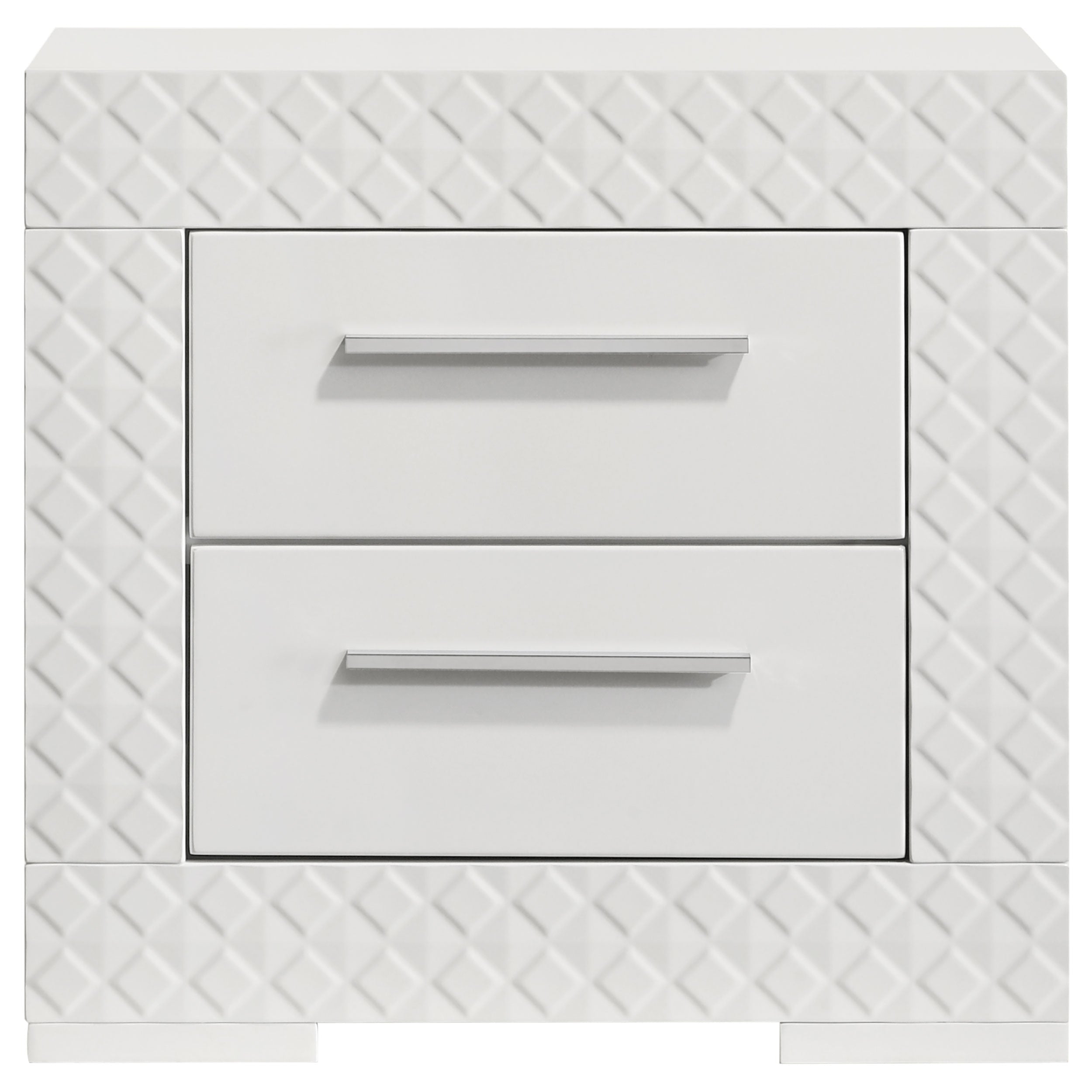 Ives 2-drawer Nightstand Bedside Table Grey High Gloss