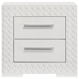 Ives 2-drawer Nightstand Bedside Table Grey High Gloss