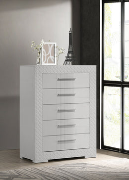 Ives 5-drawer Bedroom Chest of Drawers Grey High Gloss