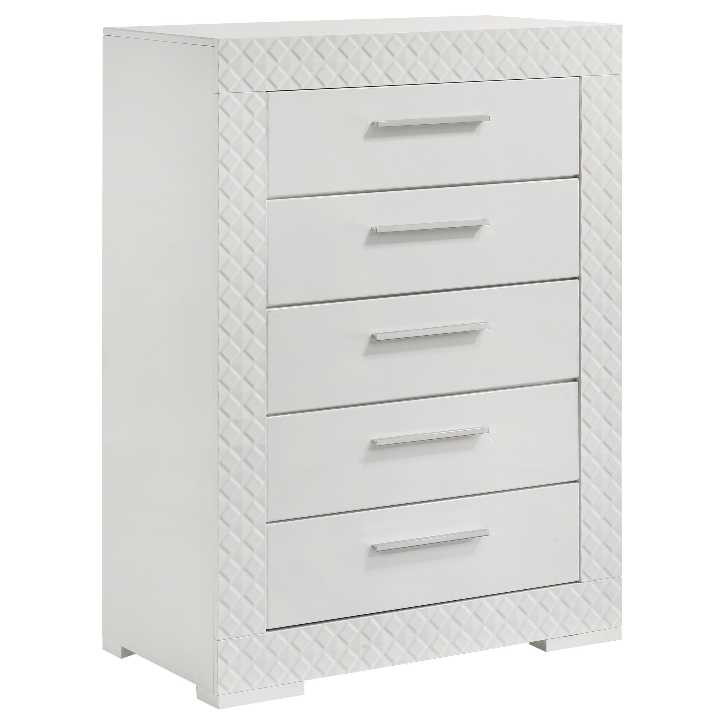 Ives 5-drawer Bedroom Chest of Drawers Grey High Gloss