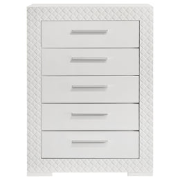 Ives 5-drawer Bedroom Chest of Drawers Grey High Gloss