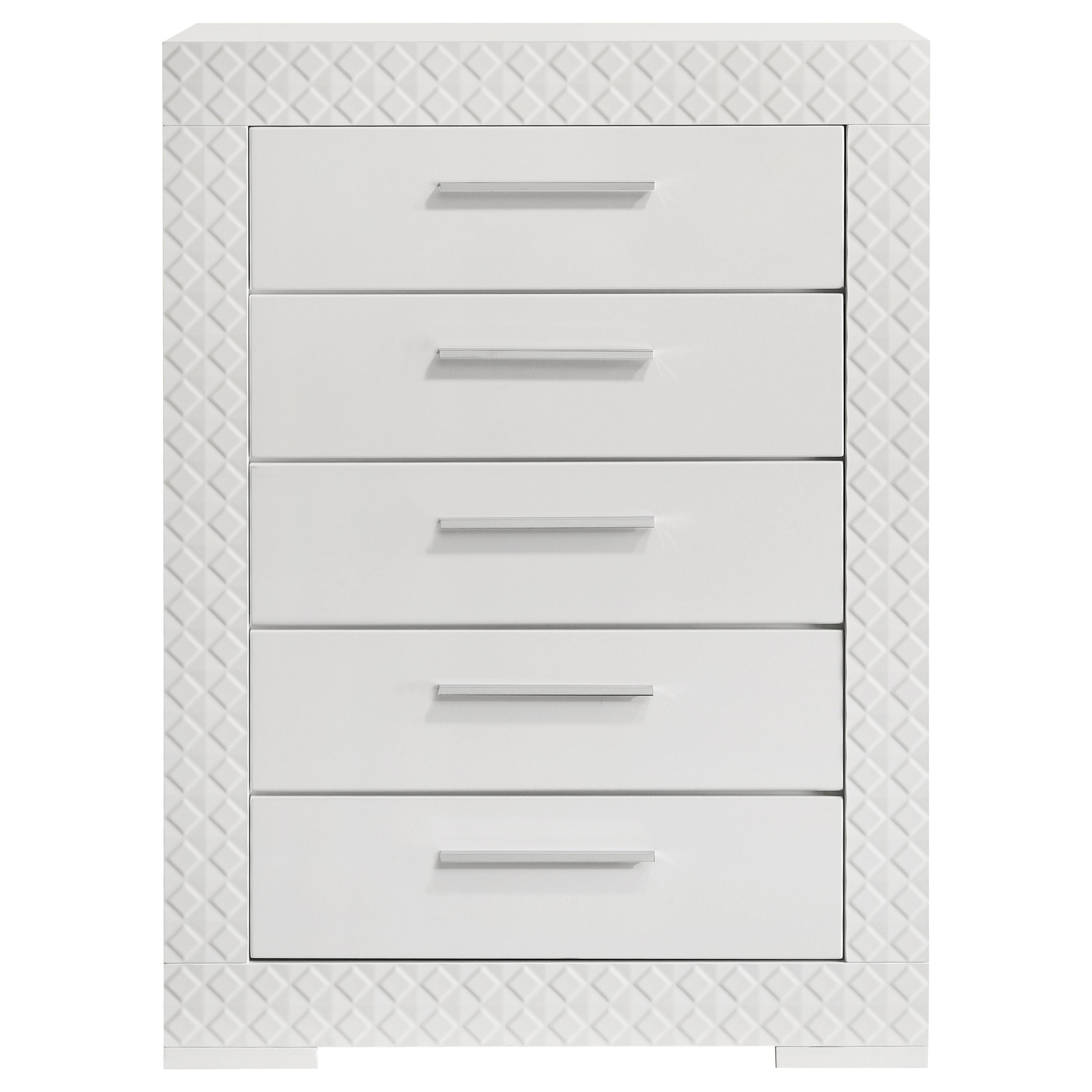 Ives 5-drawer Bedroom Chest of Drawers Grey High Gloss