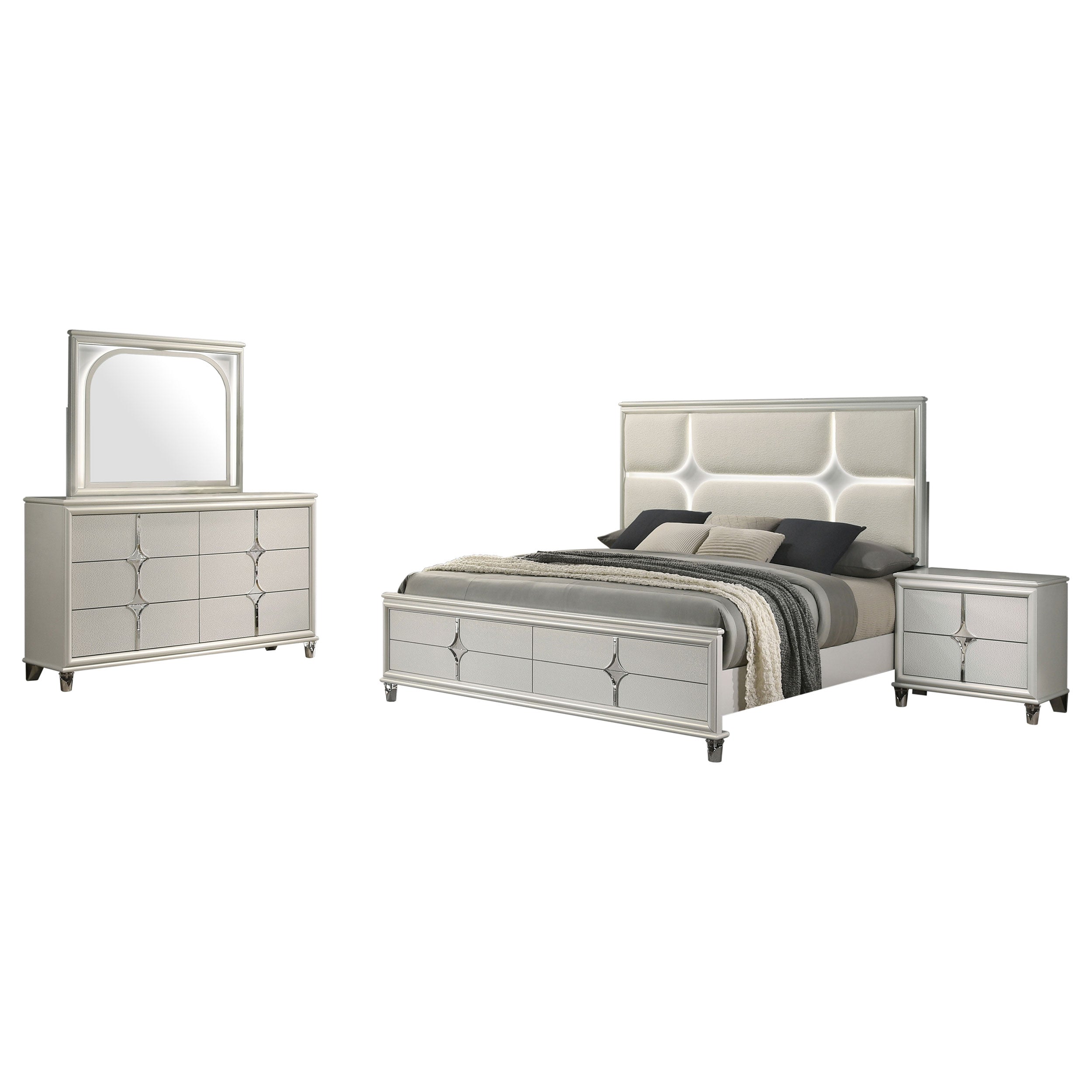 Olivia California King Bedroom Set Pearl White