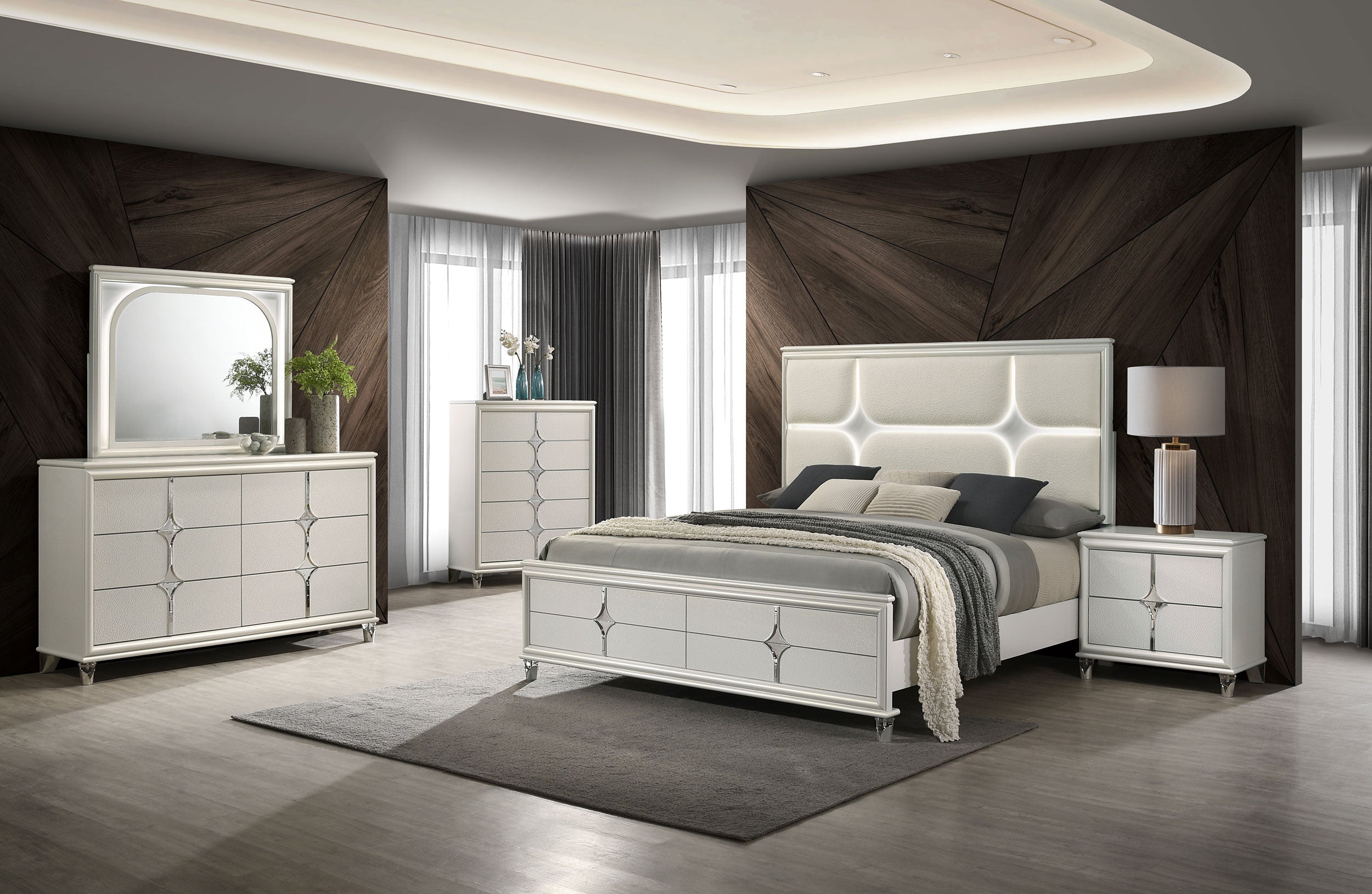 Olivia California King Bedroom Set Pearl White