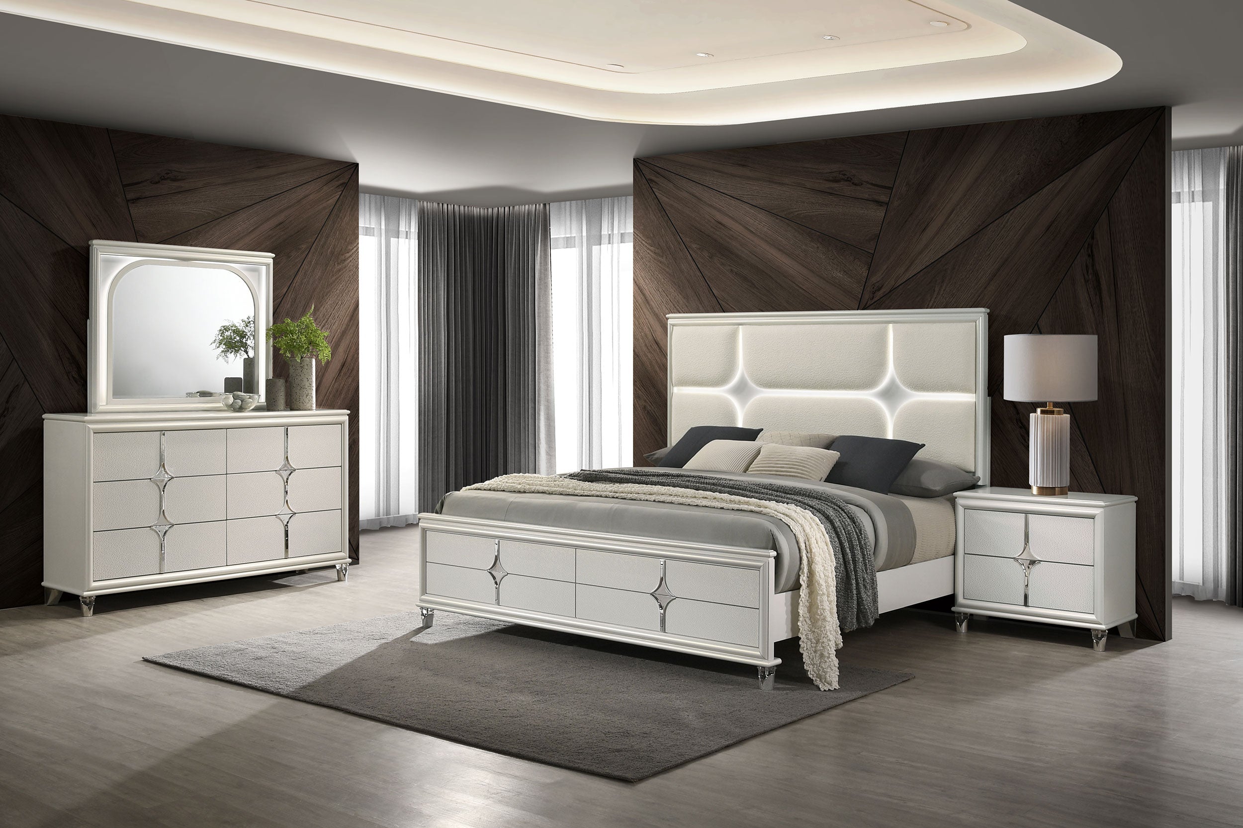 Olivia California King Bedroom Set Pearl White