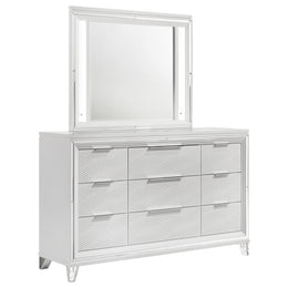 Marmore 9-drawer Dresser and LED Mirror White