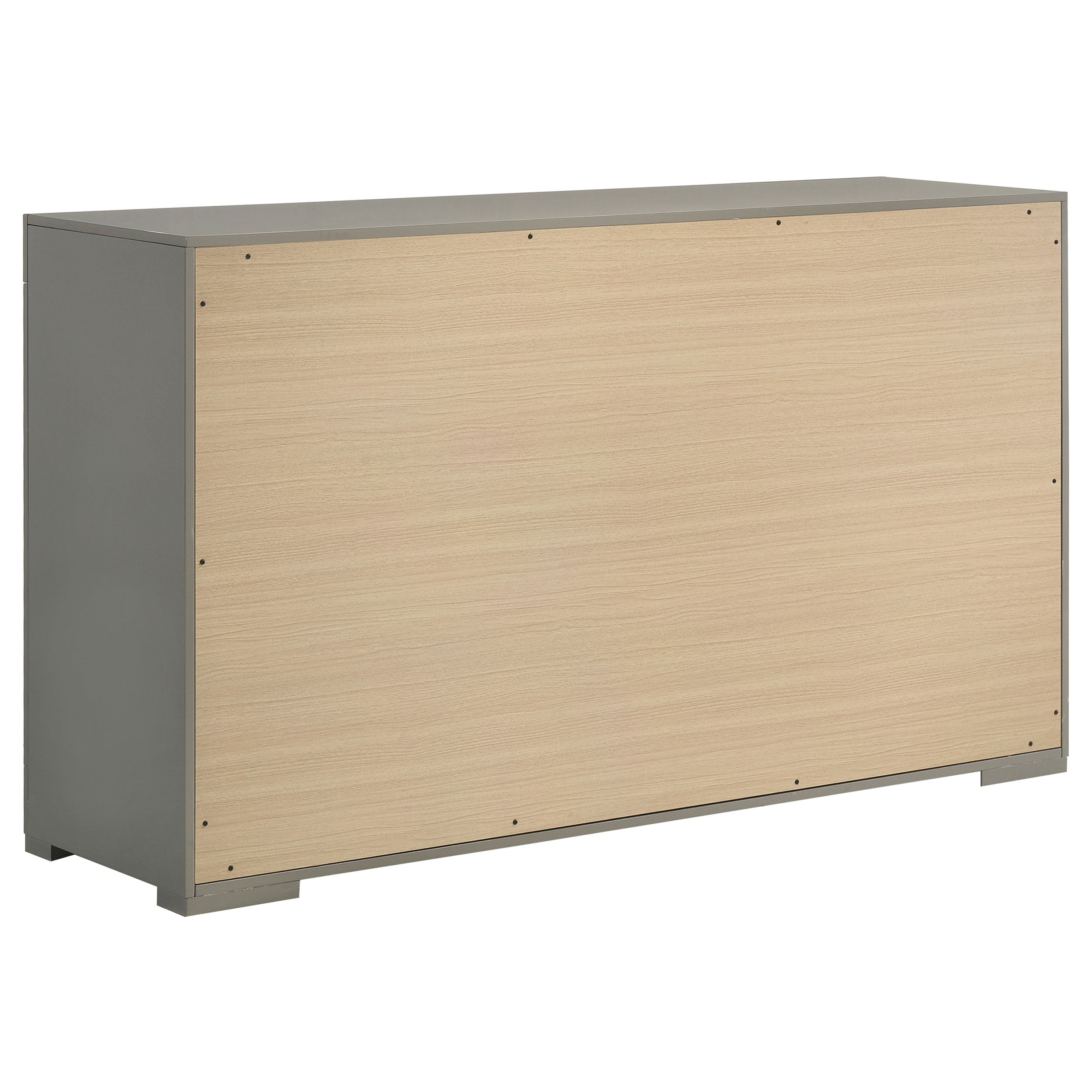 Ives 6-drawer Dresser and Mirror Grey High Gloss