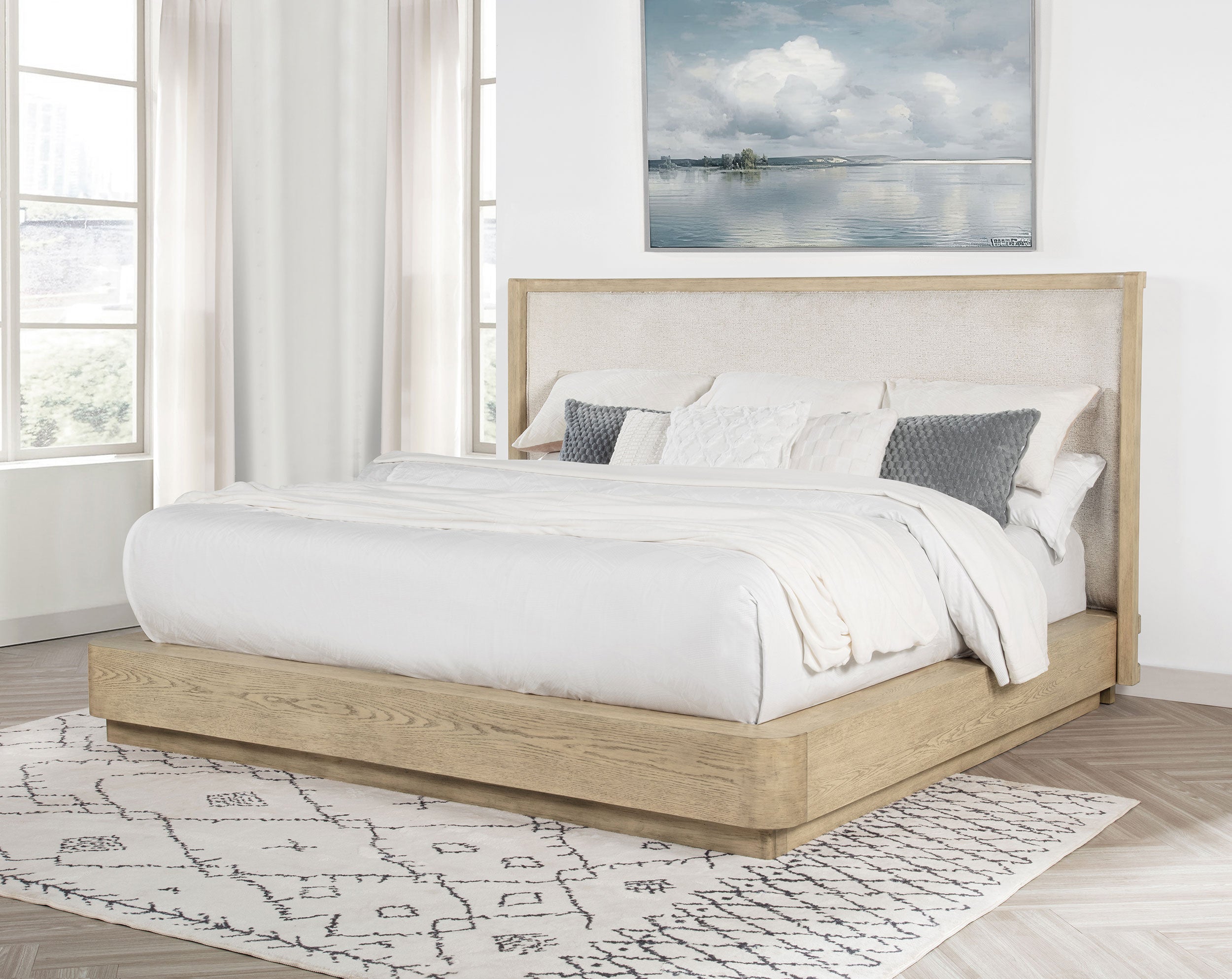 Kailani 49-inch California King Wingback Bed Beige Oak