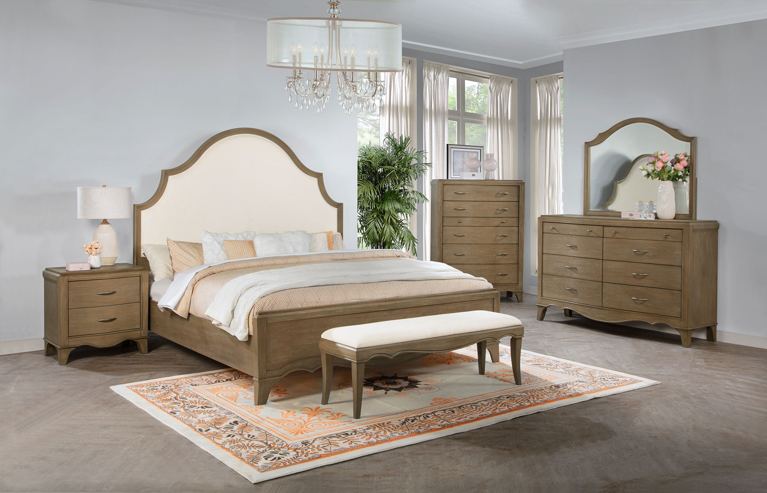 Revello Upholstered Bedroom Bed End Bench Washed Mango