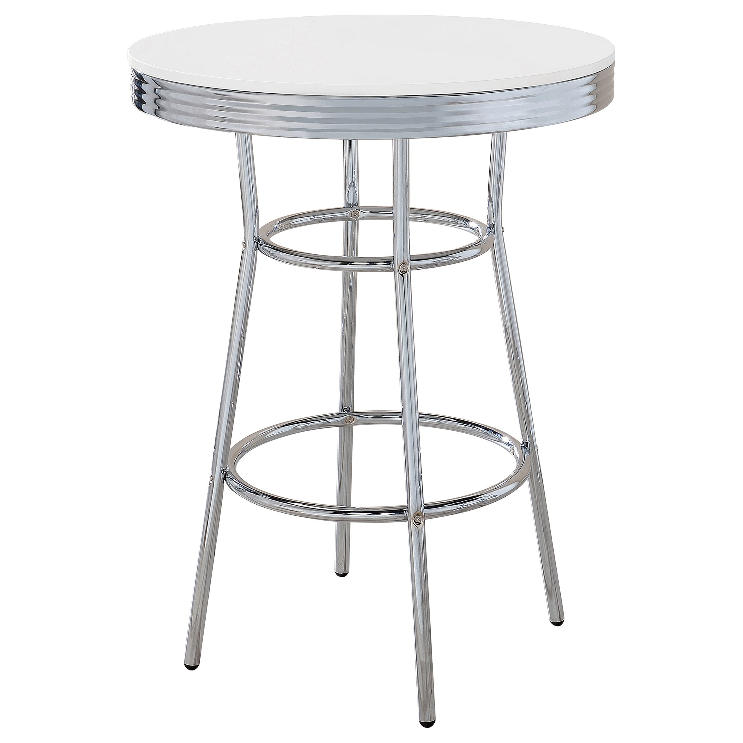 Retro Round 1950s Bistro Pub Bar Table Set White