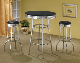 Retro Round 1950s Bistro Pub Bar Table Set Black