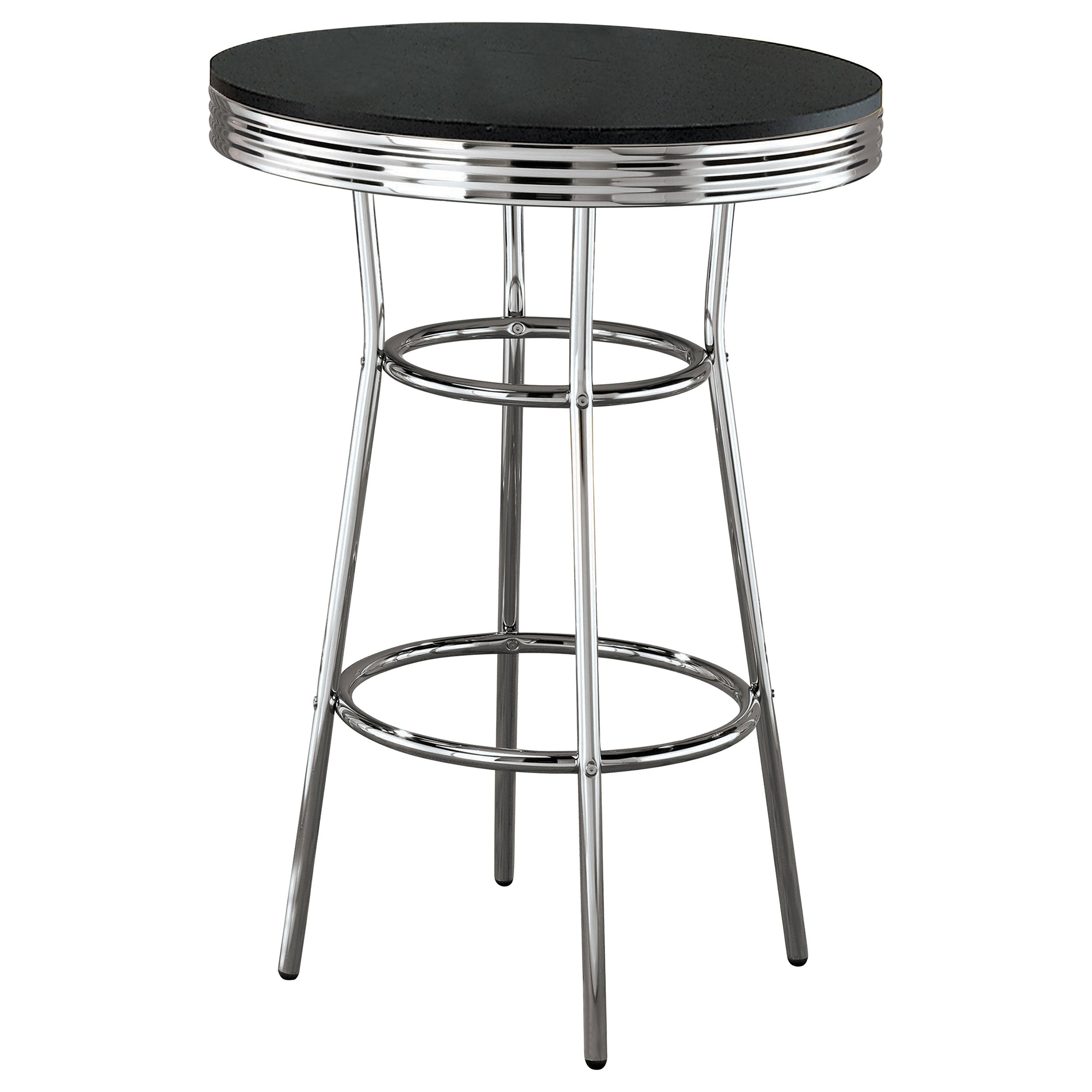 Retro Round 1950s Bistro Pub Bar Table Set Black
