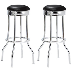 Retro Upholstered Metal Swivel Bar Stool (Set of 2)