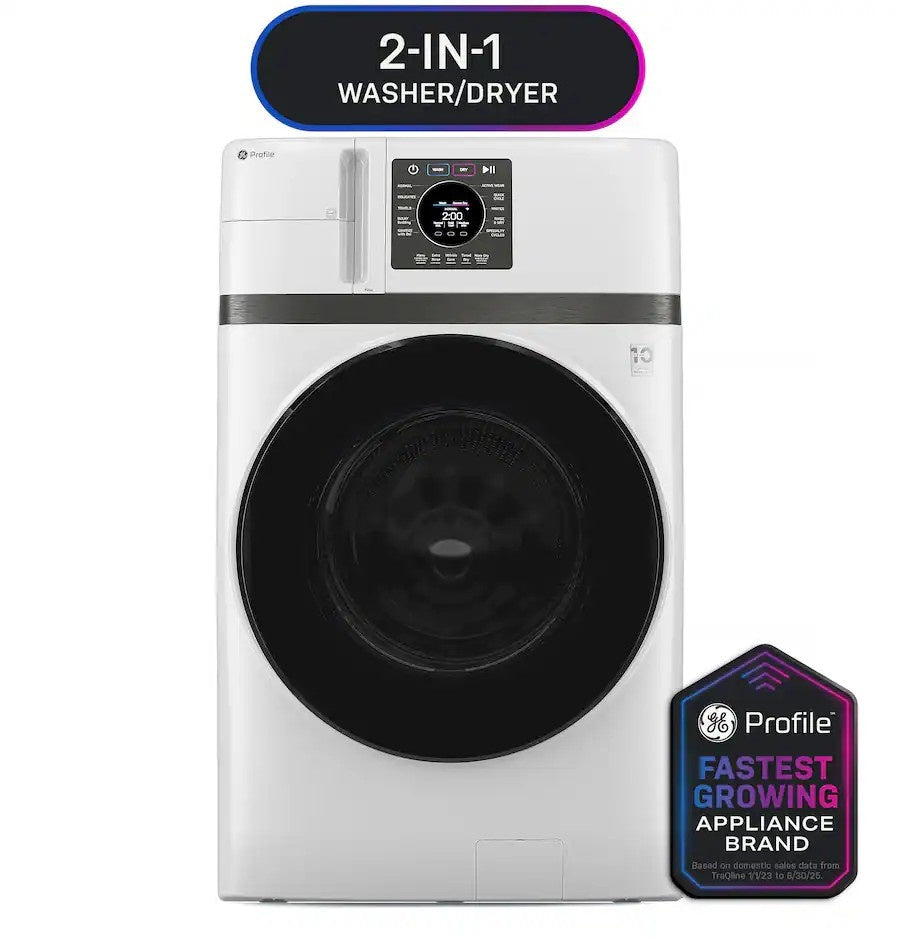 GE Profile - UltraFast 4.6 Cu. Ft. High-Efficiency Smart Front Load Washer and Electric Dryer Combo with Steam and Ventless Heat Pump - White