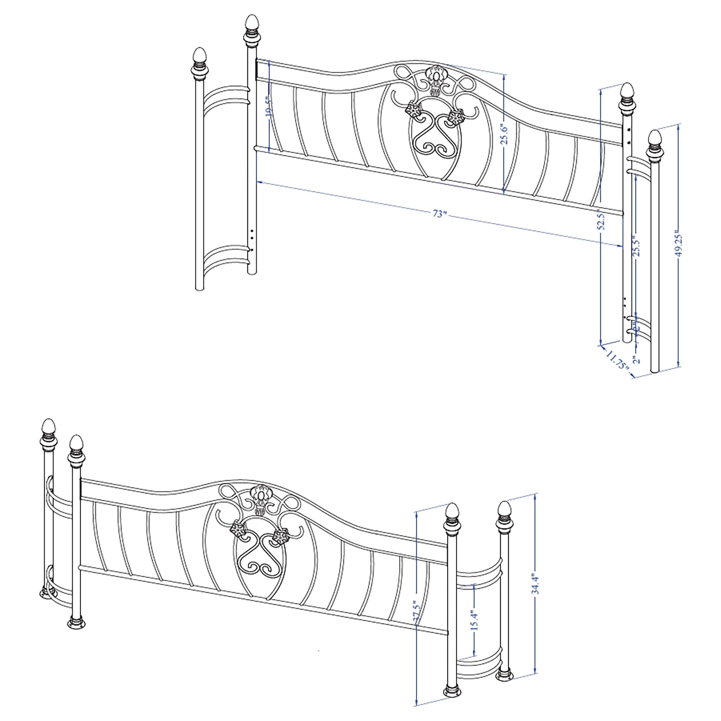 Sydney  Headboard and Footboard Brushed Gold
