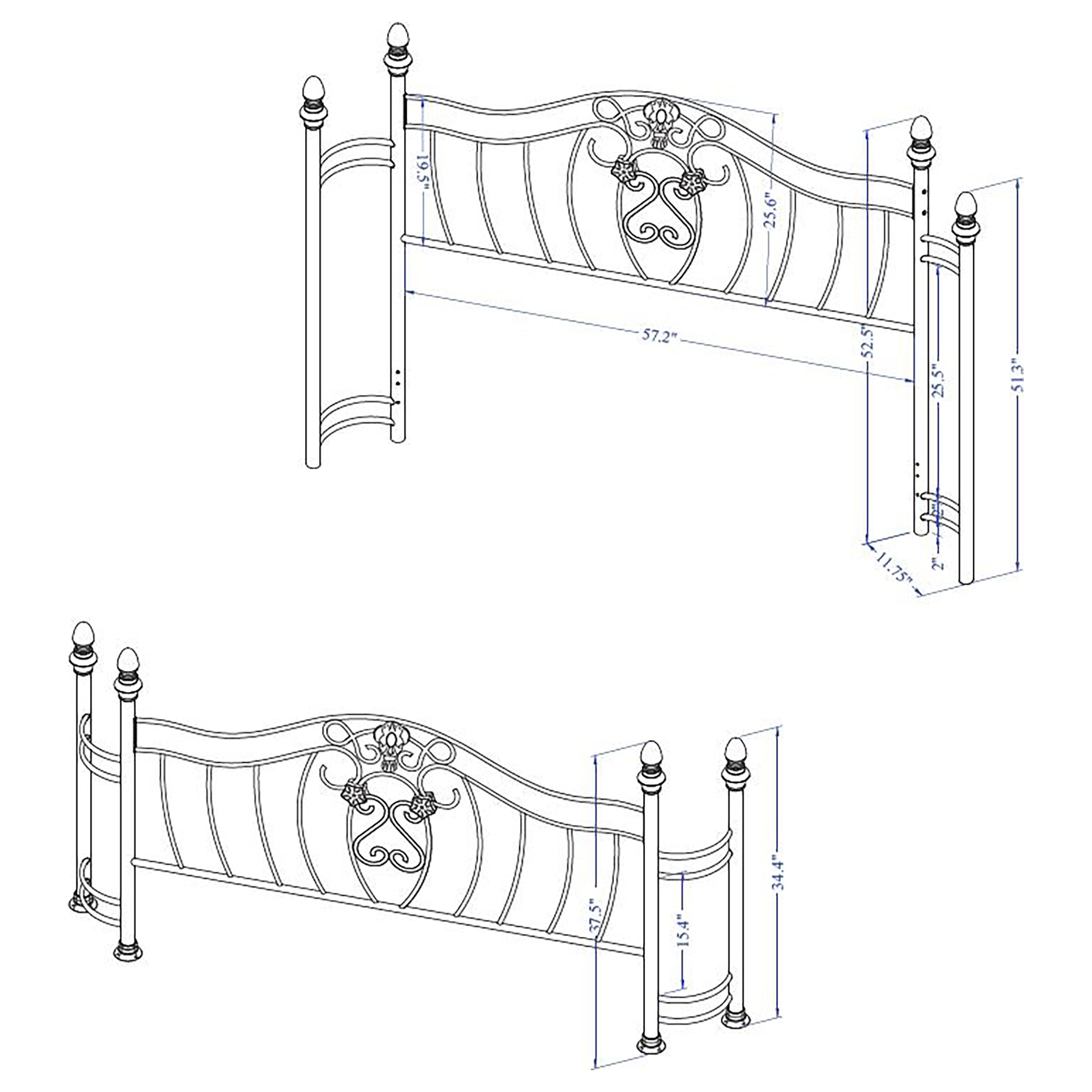 Sydney  Headboard and Footboard Brushed Gold