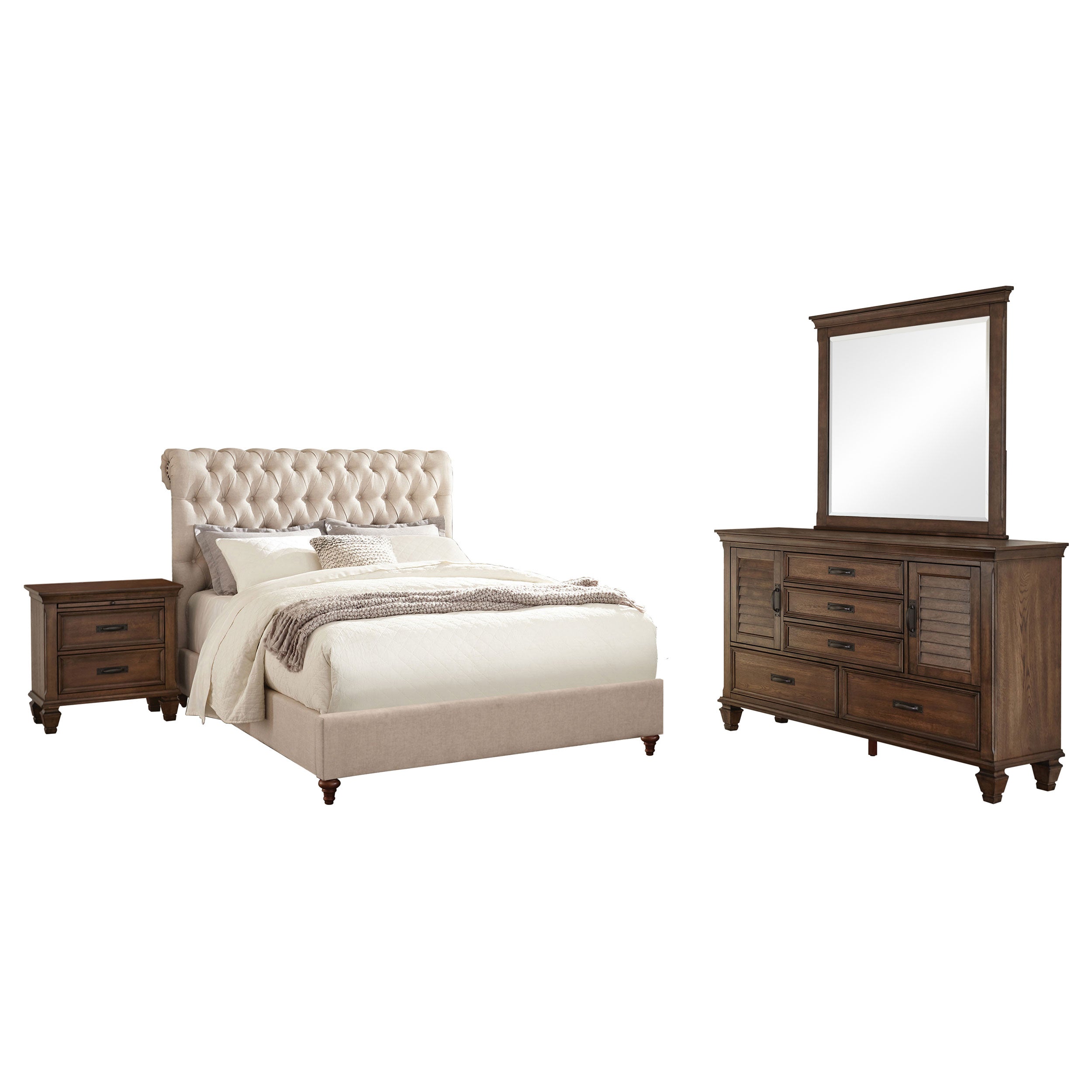 Devon California King Bedroom Set Beige and Oak