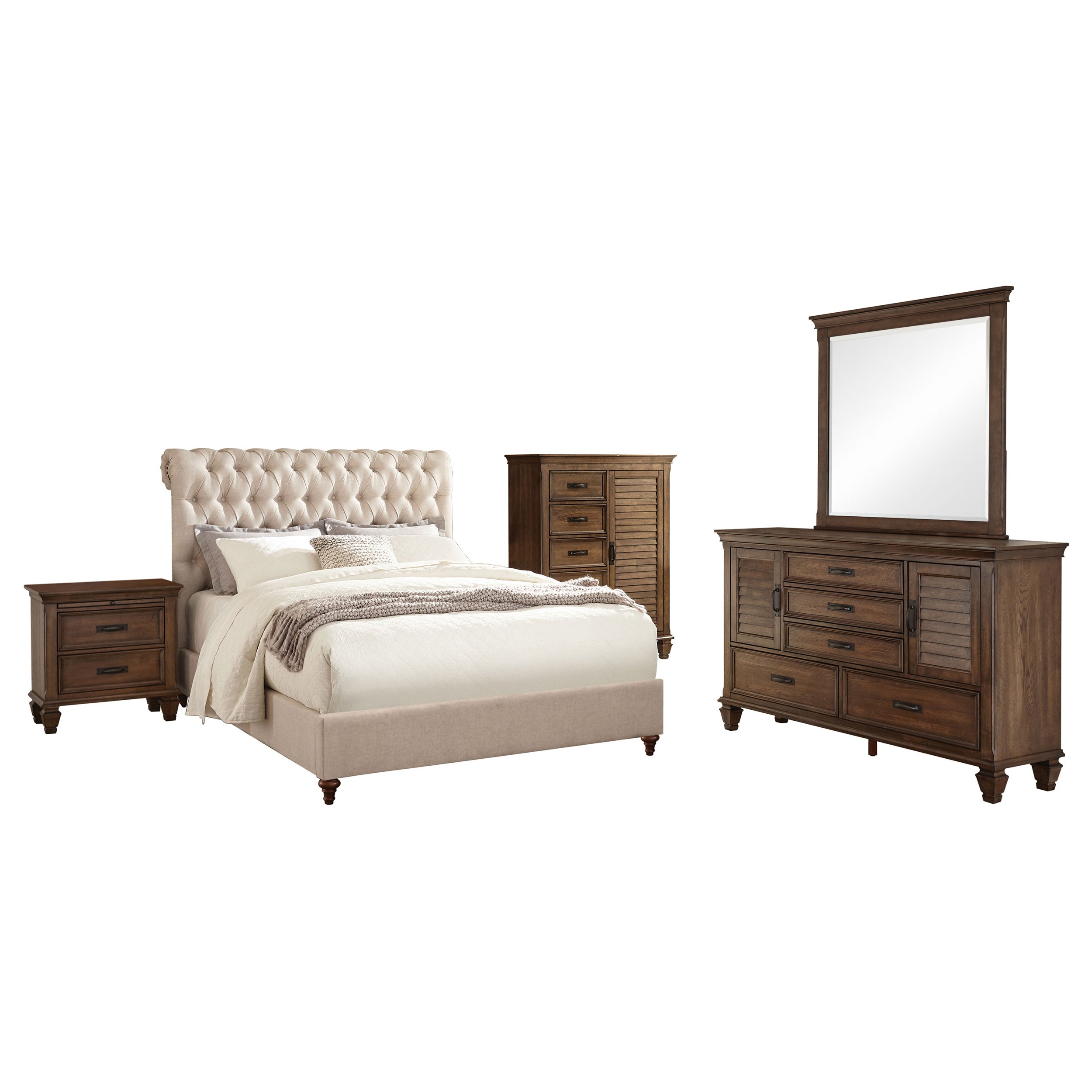 Devon California King Bedroom Set Beige and Oak