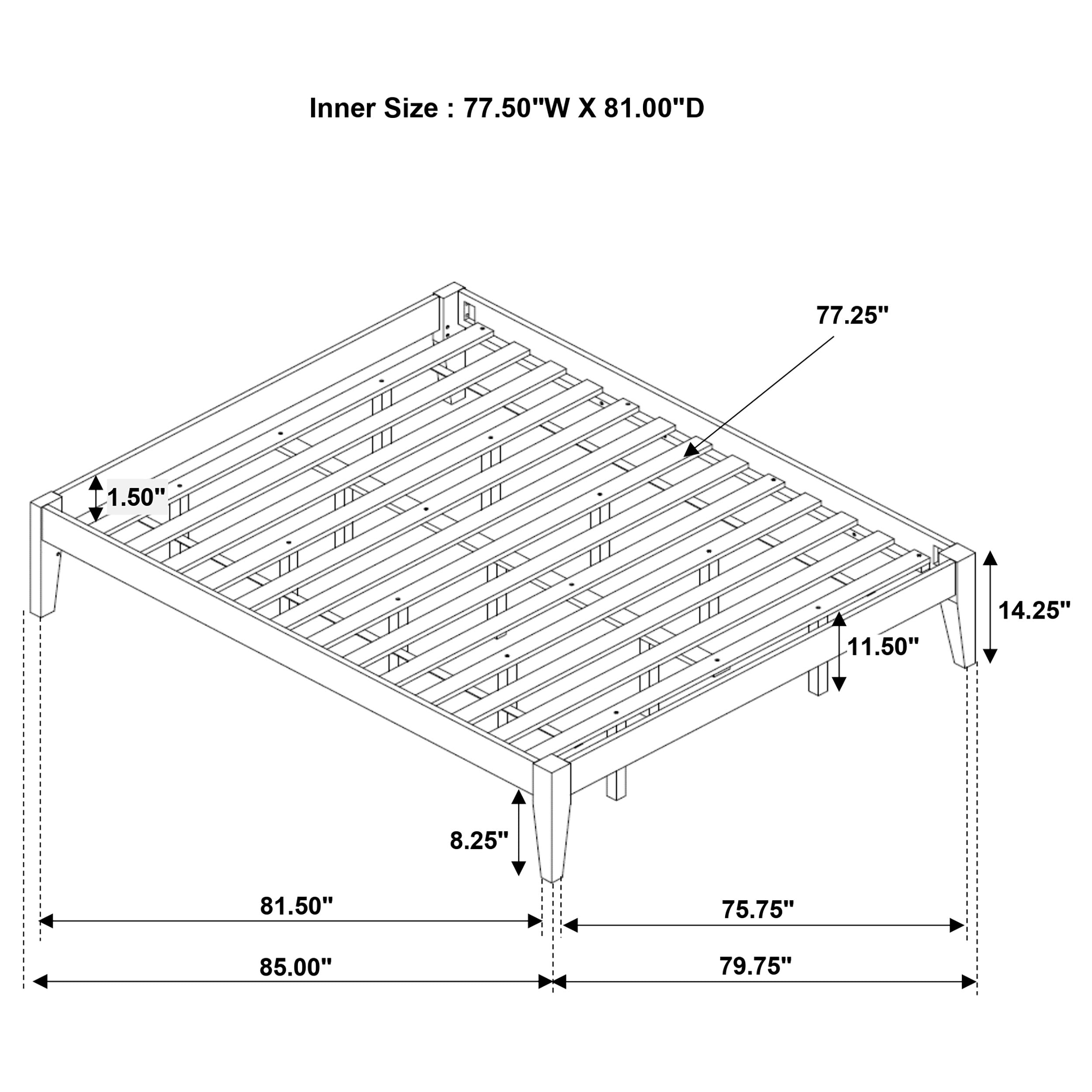 Hounslow California King Universal Platform Bed Black