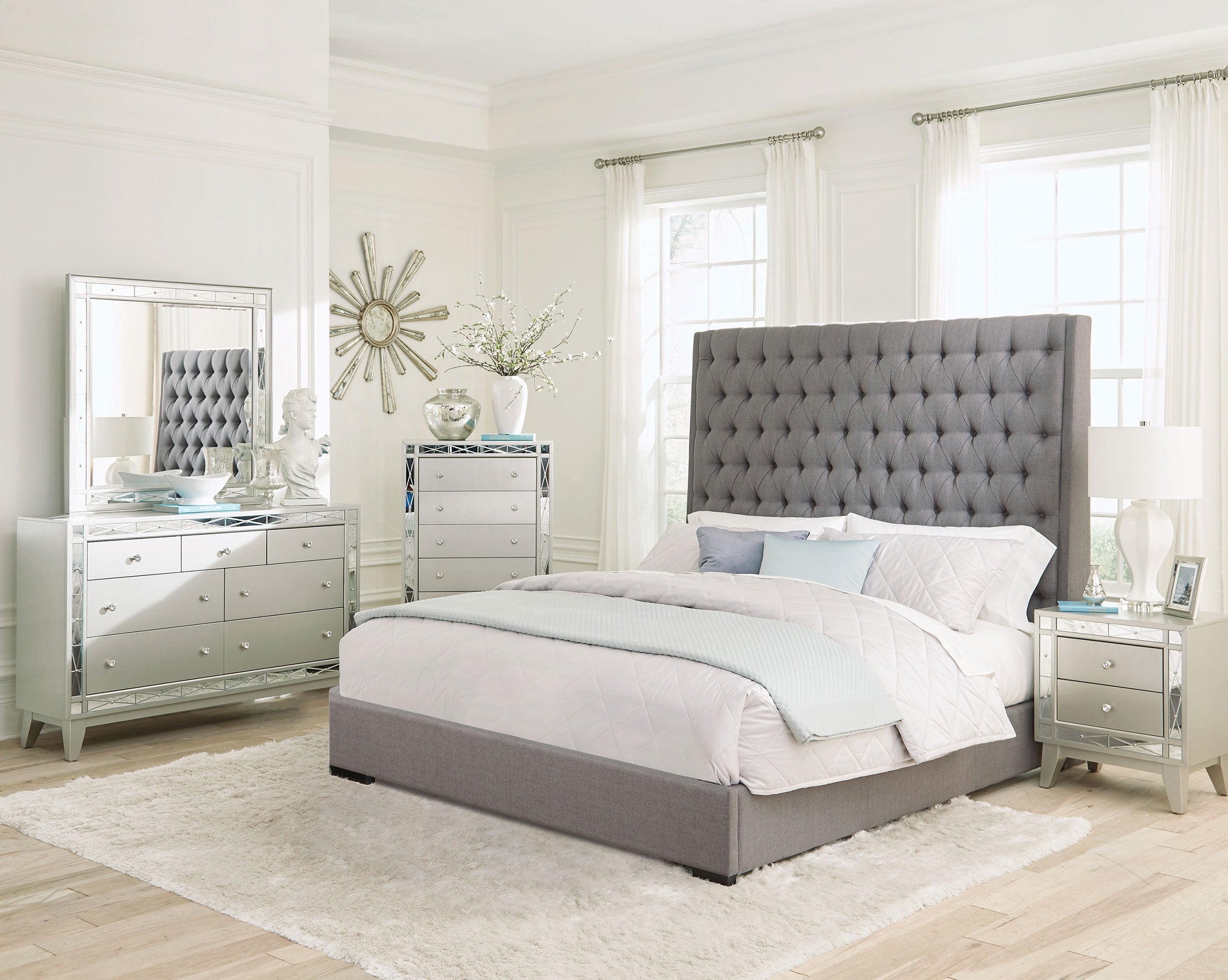 Camille California King Bedroom Set Metallic Mercury