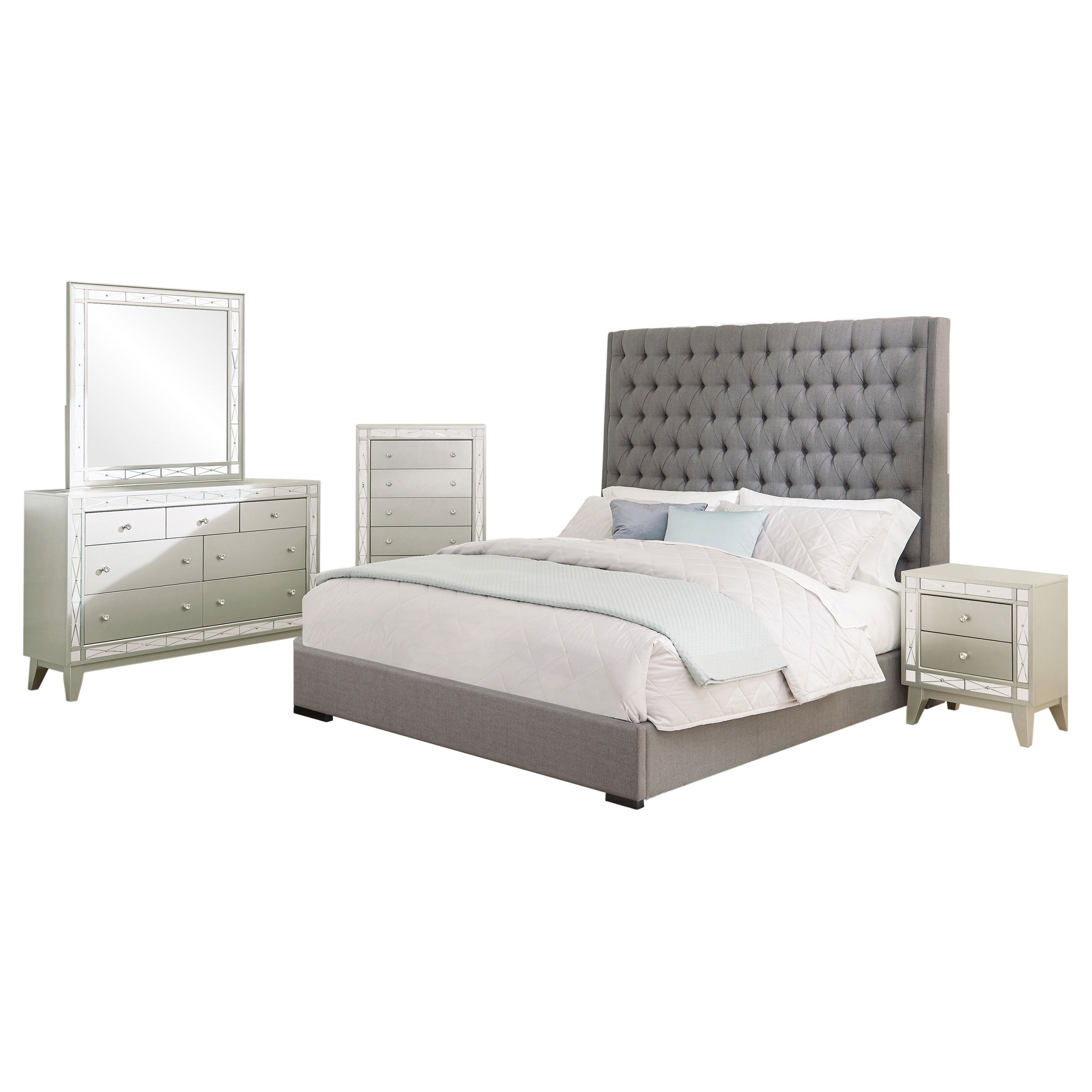 Camille California King Bedroom Set Metallic Mercury
