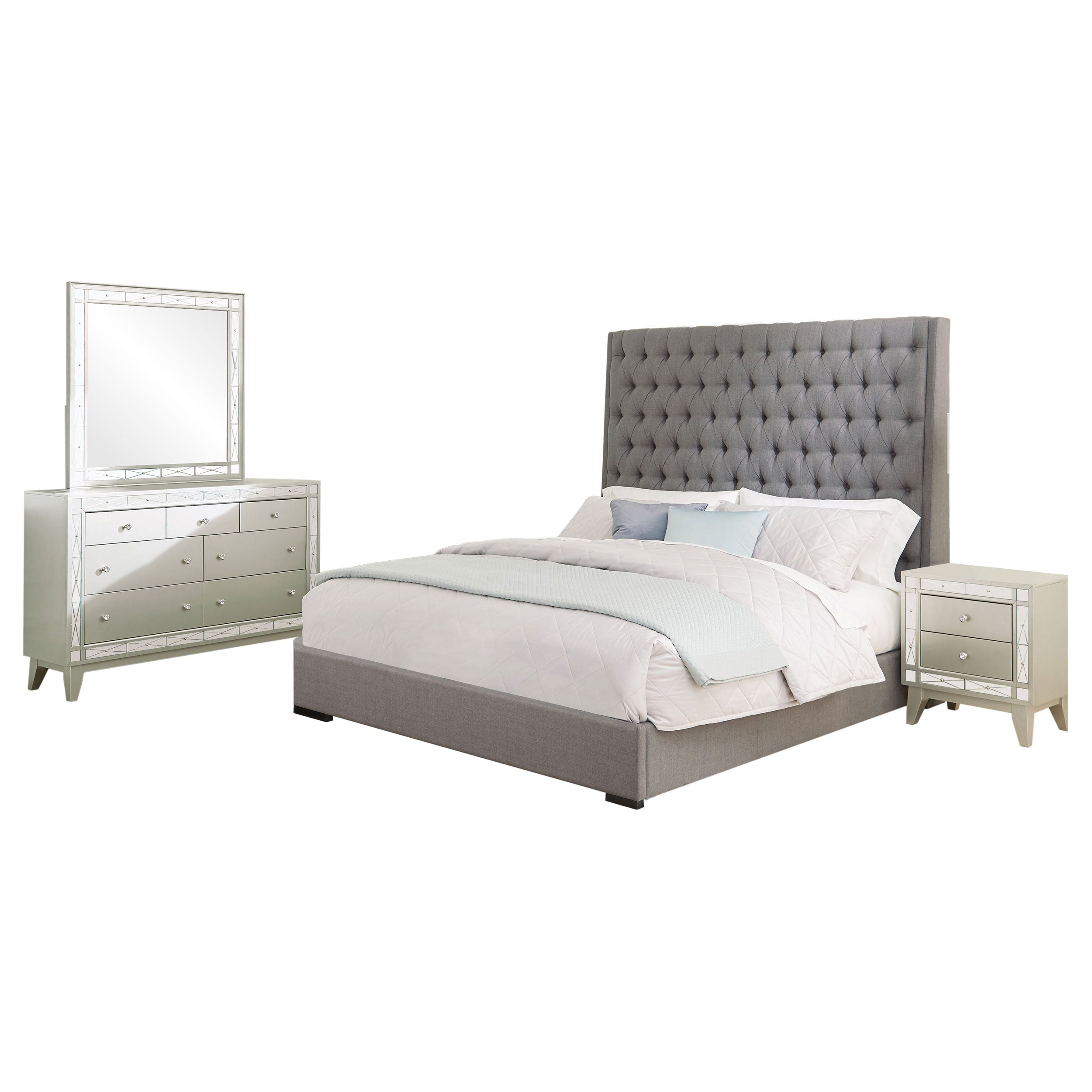 Camille California King Bedroom Set Metallic Mercury