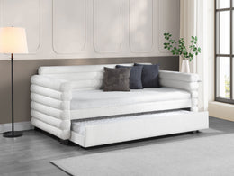Patricia Boucle Upholstered Day Bed with Trundle Grey