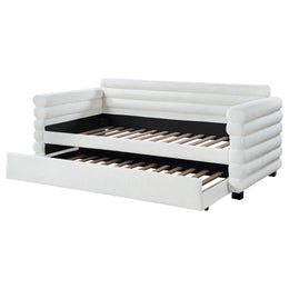 Patricia Boucle Upholstered Day Bed with Trundle Grey