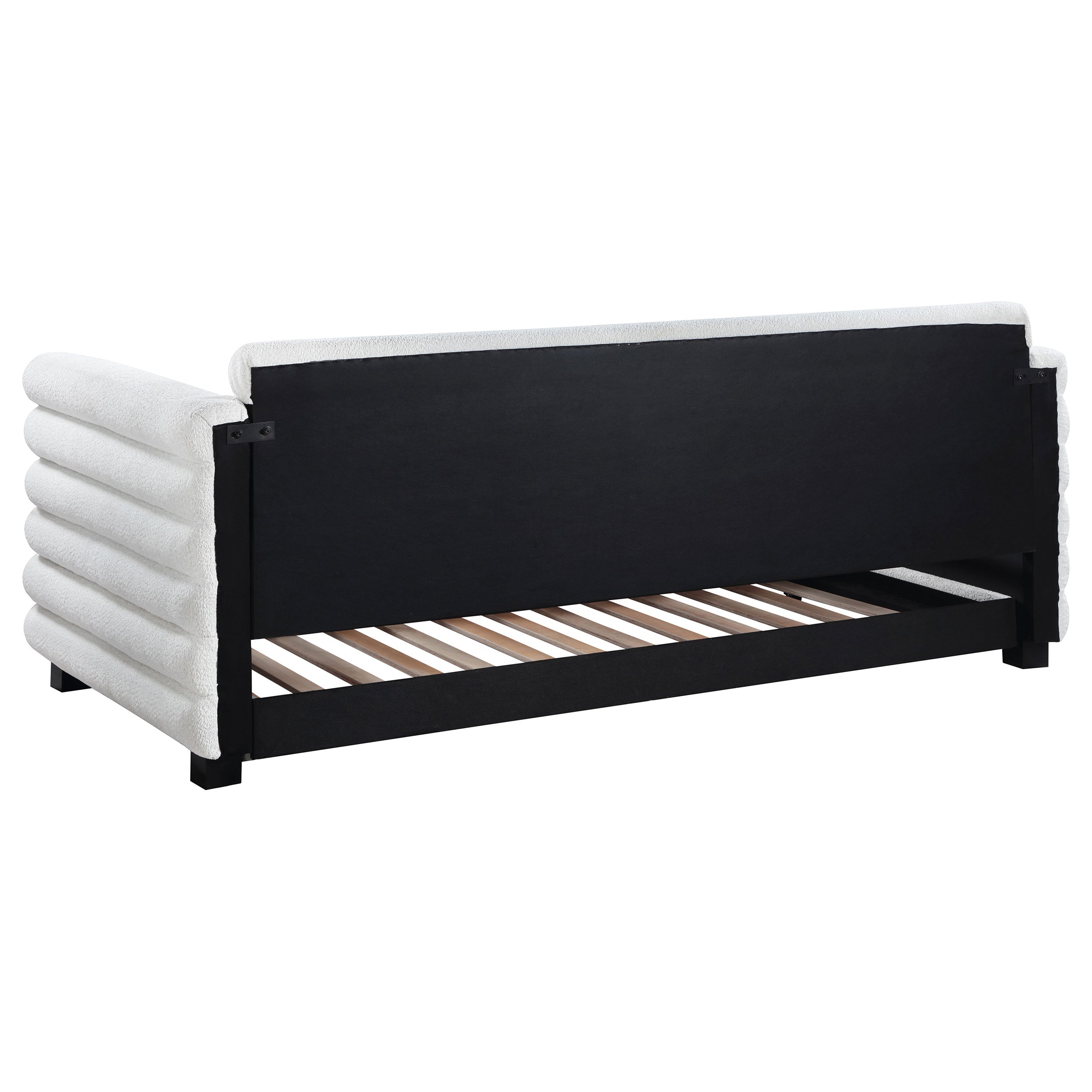 Patricia Boucle Upholstered Day Bed with Trundle Grey