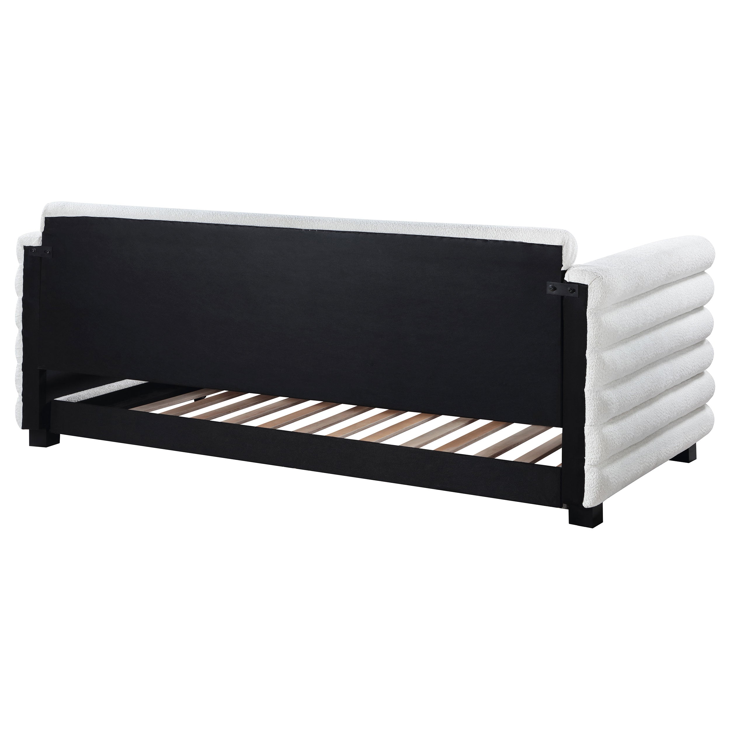 Patricia Boucle Upholstered Day Bed with Trundle Grey