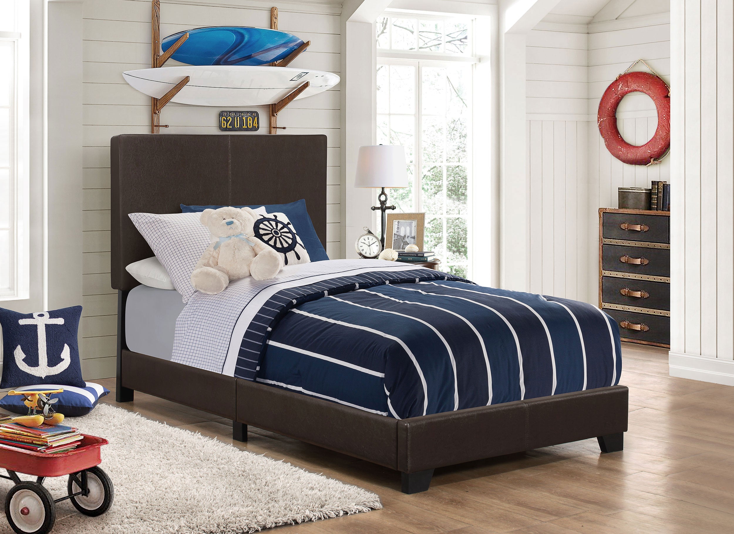Dorian Fabric Upholstered Panel Bed Cream