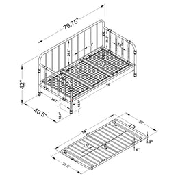 Marina Metal Daybed with Trundle Black