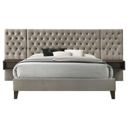 Marley Upholstered Wall Panel Bed Light Brown