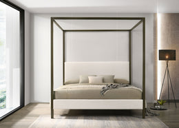 Monroe Upholstered Canopy Bed Vanilla