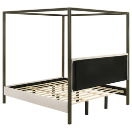Monroe Upholstered Canopy Bed Vanilla