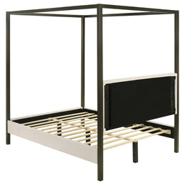 Monroe Upholstered Canopy Bed Vanilla