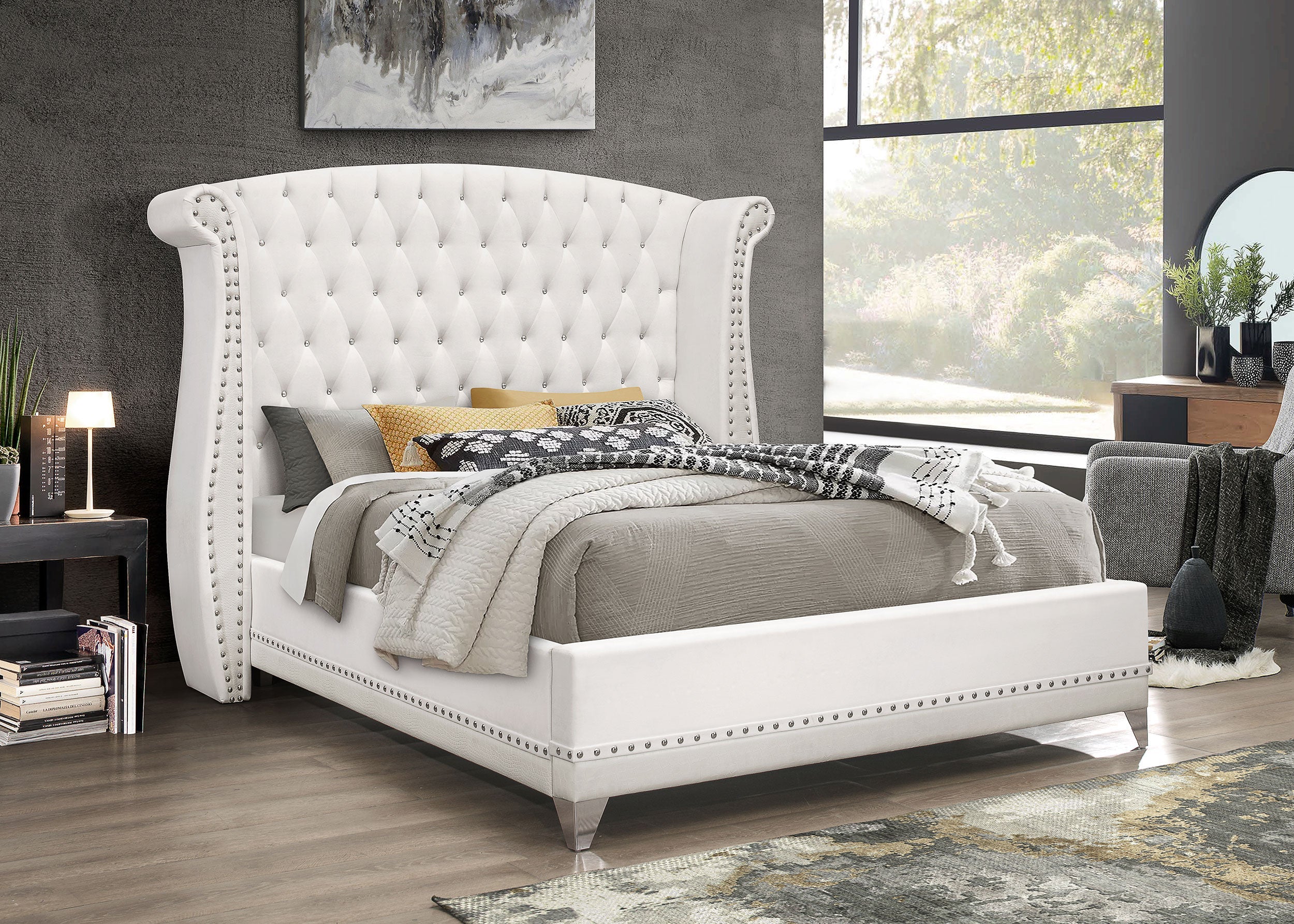 Barzini Upholstered California King Wingback Bed Black