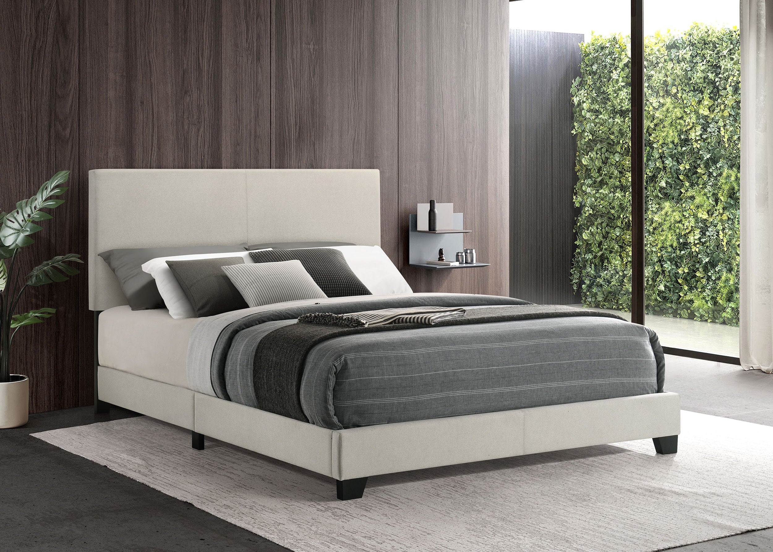 Dorian Fabric Upholstered Panel Bed Cream
