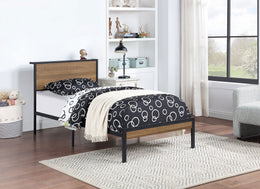 Ricky Metal Panel Bed Light Oak