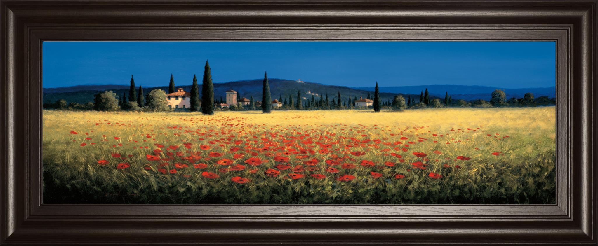 Tuscan Panorama-Poppies By David Short 18X42 Framed Print