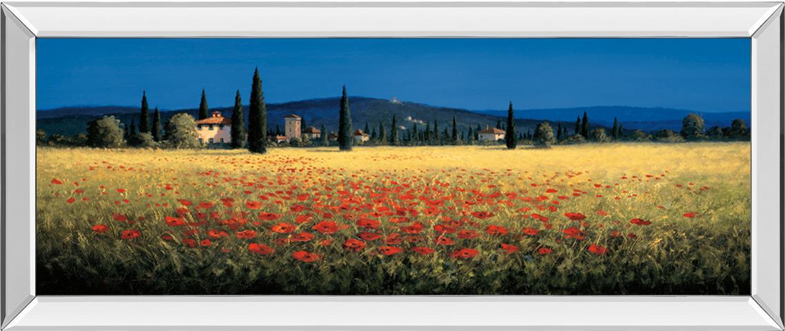 Tuscan Panorama-Poppies By David Short 18X42 Mirror Frame Print