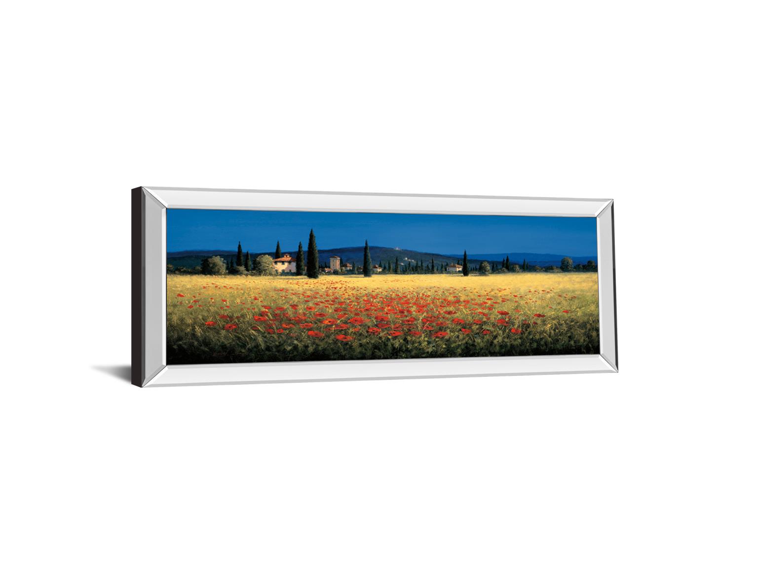 Tuscan Panorama-Poppies By David Short 18X42 Mirror Frame Print
