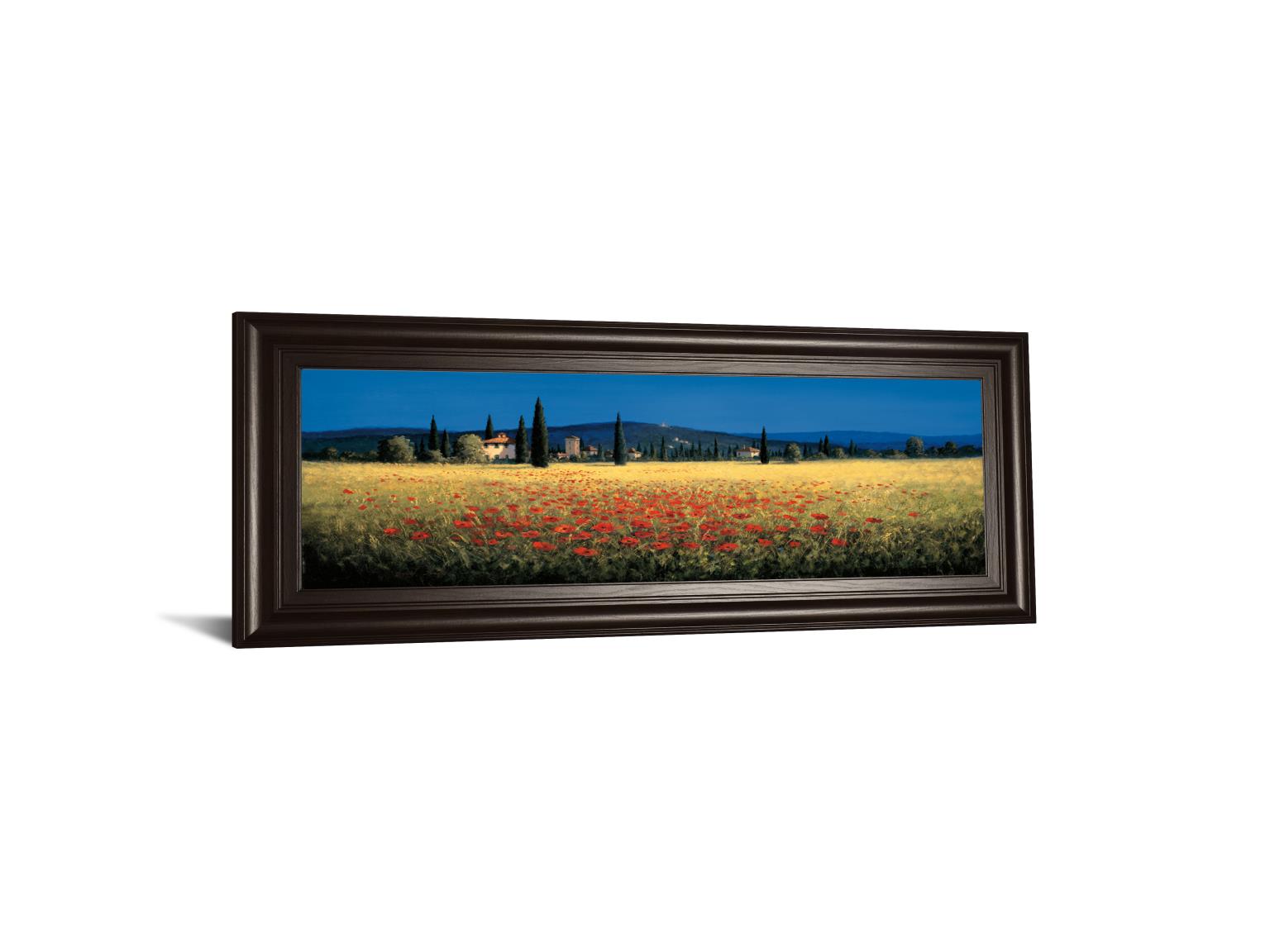 Tuscan Panorama-Poppies By David Short 18X42 Framed Print